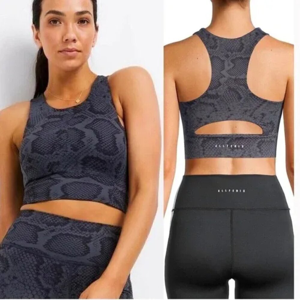Anthropologie All‎ Fenix Snake Snakeskin Blue Longline Sports Bra S Athletic Gym